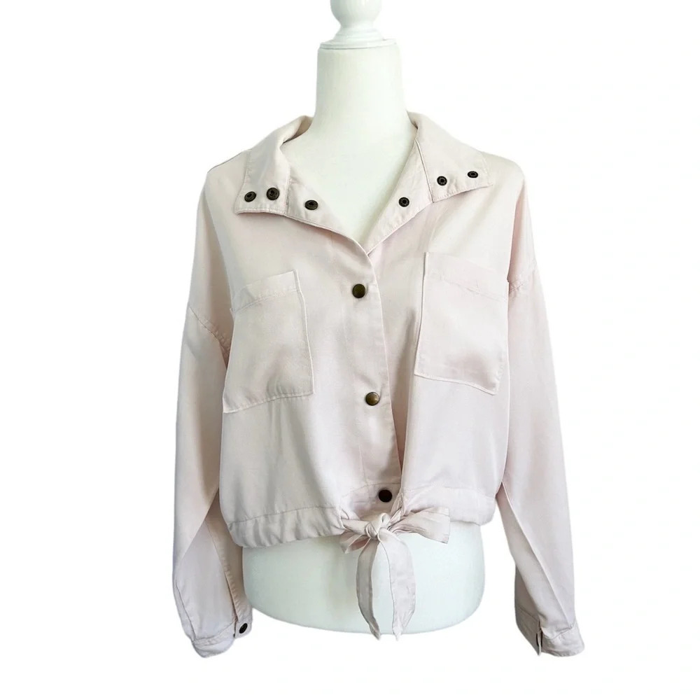 Marine Layer Oslo Crop Tie Waist Boxy Jacket Rosewater Pink Size M - Picture 11 of 11
